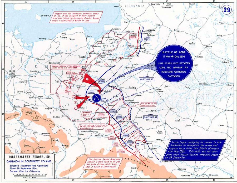 že Campaign in Southwest Poland. Situation 1 November 1914